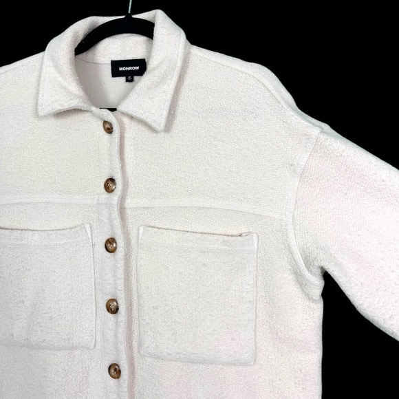Monrow Revolve Cream Teddy Fleece Boucle Cotton Shacket Jacket Womens Size M‎ - Picture 7 of 15
